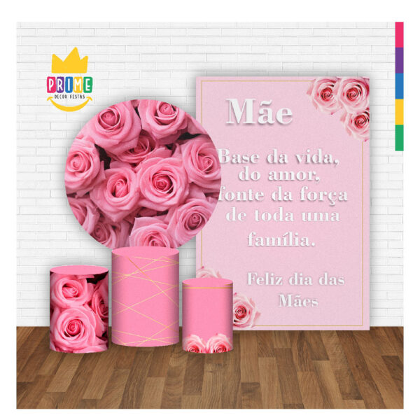 Kit Casado Dia das Mães Painel Redondo Trio  Cilindro Retangular Vertical Em Tecido DM-9 - Image 2