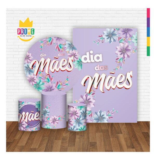 Kit Casado Dia das Mães Painel Redondo Trio  Cilindro Retangular Vertical Em Tecido DM-8 - Image 2
