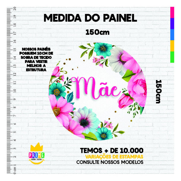 Kit Casado Dia das Mães Painel Redondo Trio  Cilindro Retangular Vertical Em Tecido DM-10 - Image 3