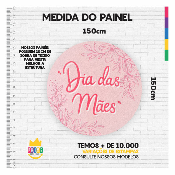 Kit Casado Dia das Mães Painel Redondo Trio  Cilindro Retangular Vertical Em Tecido DM-12 - Image 5
