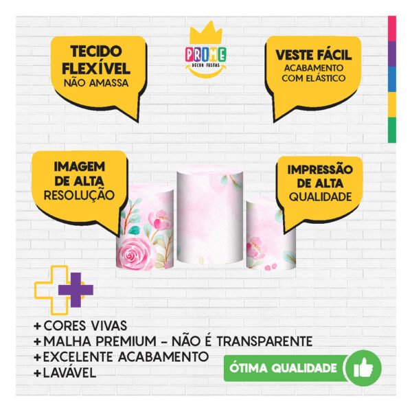 Trio Capa Cilindro Dia das Mães 3D Em Tecido Com Elástico DM-07 - Image 3