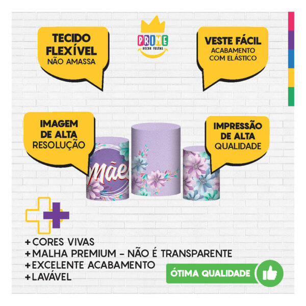 Trio Capa Cilindro Dia das Mães 3D Em Tecido Com Elástico DM-08 - Image 3