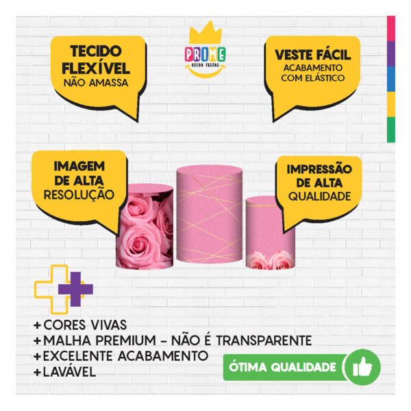 Trio Capa Cilindro Dia das Mães 3D Em Tecido Com Elástico DM-09 - Image 3