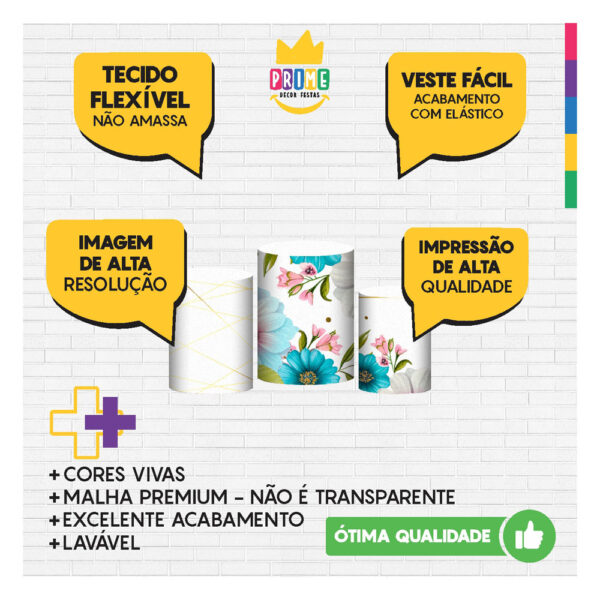 Trio Capa Cilindro Dia das Mães 3D Em Tecido Com Elástico DM-10 - Image 3