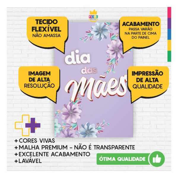 Kit Casado Dia das Mães Painel Redondo Trio  Cilindro Retangular Vertical Em Tecido DM-8 - Image 4