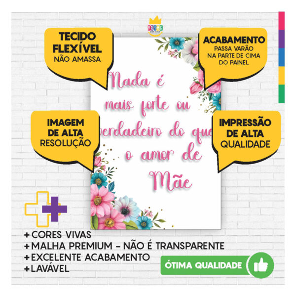Kit Casado Dia das Mães Painel Redondo Trio  Cilindro Retangular Vertical Em Tecido DM-10 - Image 4
