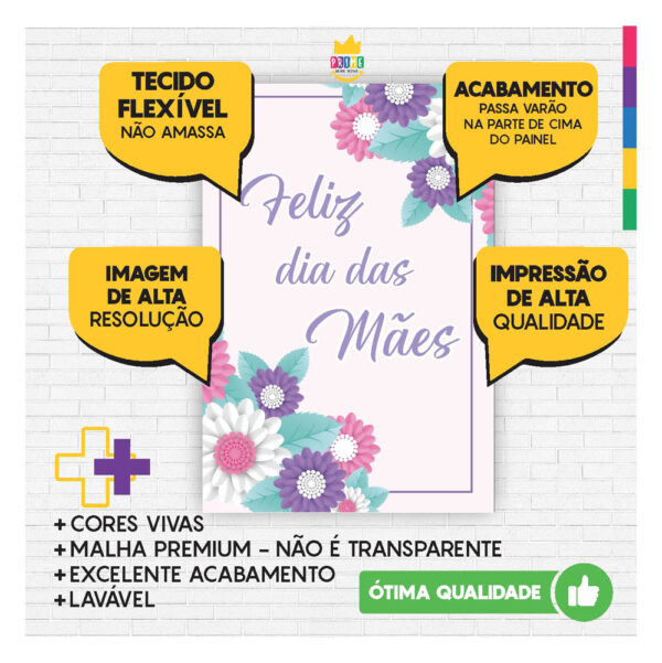 Kit Casado Dia das Mães Painel Redondo Trio  Cilindro Retangular Vertical Em Tecido DM-11 - Image 4
