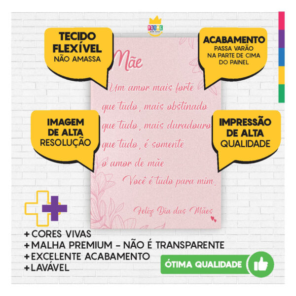 Kit Casado Dia das Mães Painel Redondo Trio  Cilindro Retangular Vertical Em Tecido DM-12 - Image 3