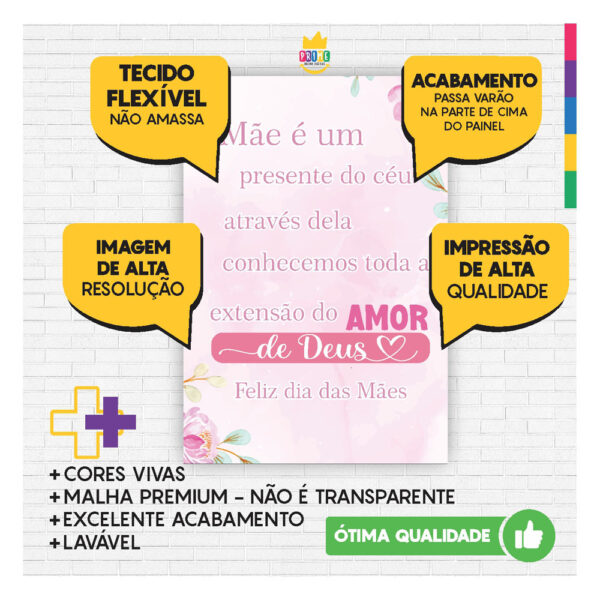 Kit Casado Dia das Mães Painel Redondo Trio  Cilindro Retangular Vertical Em Tecido DM-7 - Image 4