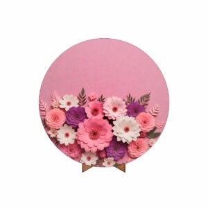 Painel Redondo Dia das Mães Tecido 50cm X 50cm Com Suporte MDF DM-03