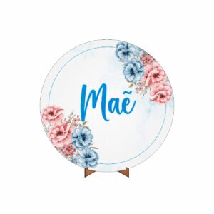 Painel Redondo Dia das Mães Tecido 50cm X 50cm Com Suporte MDF DM-04