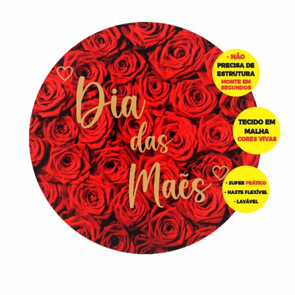 Painel Redondo 3D Dia das Mães Abre Fácil 1,50m X 1,50m DM-01
