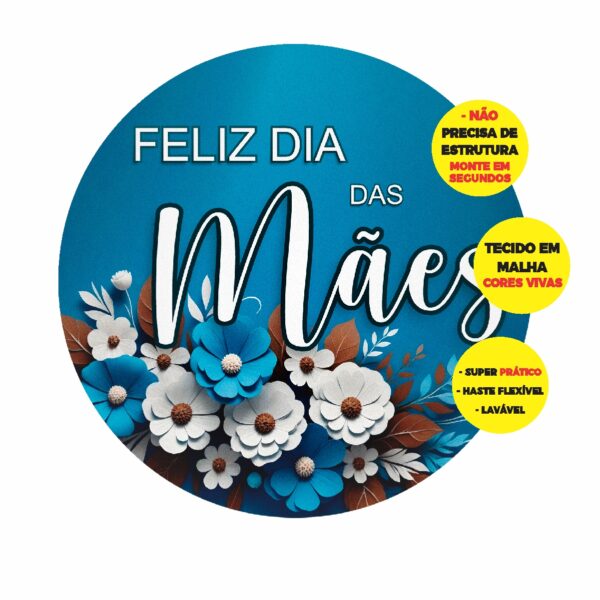 Painel Redondo 3D Dia das Mães Abre Fácil 1,50m X 1,50m DM-02