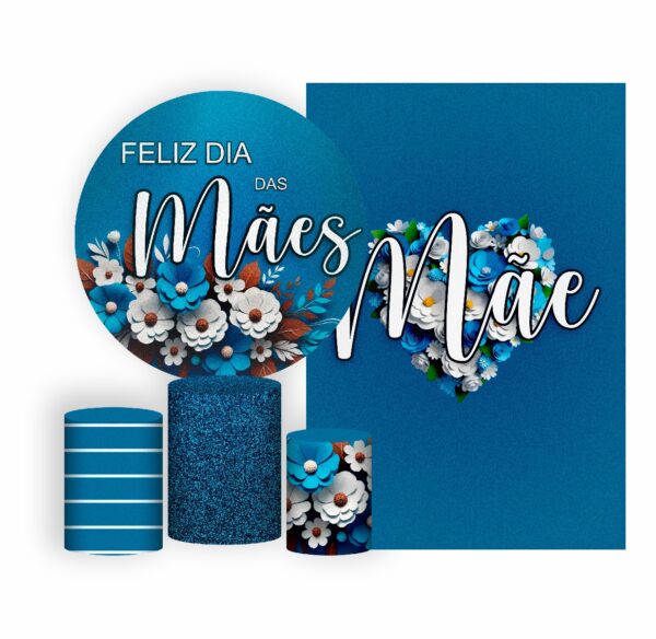 Kit Casado Dia das Mães Painel Redondo Trio  Cilindro Retangular Vertical Em Tecido DM-02