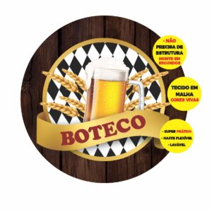 Painel Redondo 3D Boteco Abre Fácil Tecido 1,50m X 1,50m