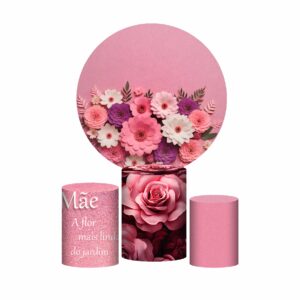 Trio Capa Cilindro + Painel Redondo Dia das Mães 1,50m Veste Fácil DM03
