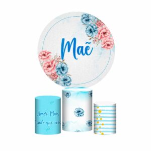 Trio Capa Cilindro + Painel Redondo Dia das Mães 1,50m Veste Fácil DM04