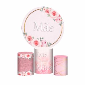 Trio Capa Cilindro + Painel Redondo Dia das Mães 1,50m Veste Fácil DM06