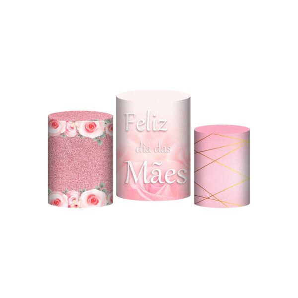 Trio Capa Cilindro Dia das Mães 3D Em Tecido Com Elástico DM-06