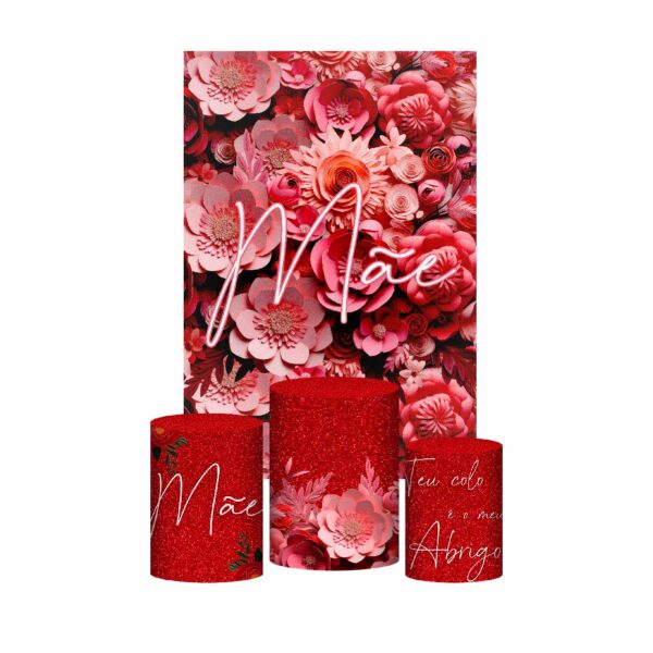 Kit Casado Dia das Mães Trio Capa Cilindro Retangular Tecido DM05