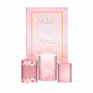 Kit Casado Dia das Mães Trio Capa Cilindro Retangular Tecido DM06