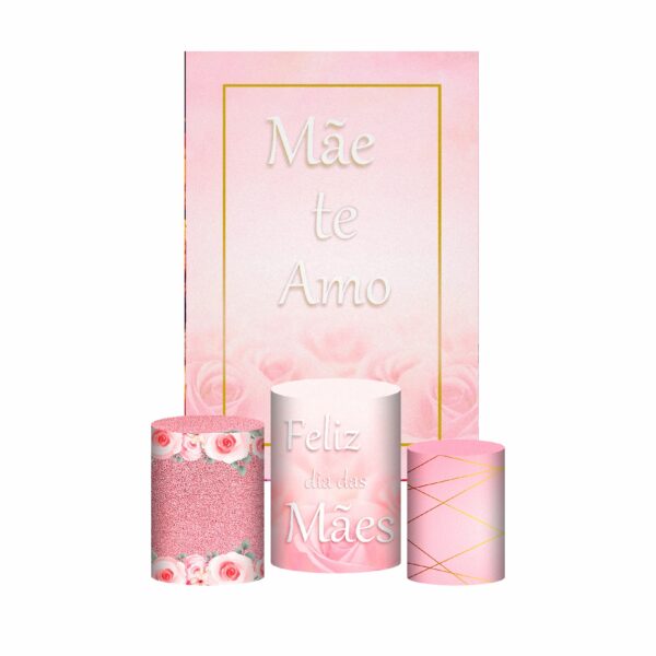 Kit Casado Dia das Mães Trio Capa Cilindro Retangular Tecido DM06