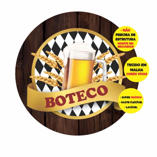 Painel Redondo 3D Boteco Abre Fácil Tecido 1,50m X 1,50m