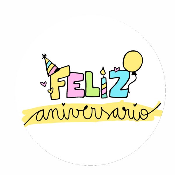 Painel Redondo 3D Feliz Aniversario Sublimado 1,50m x 1,50m