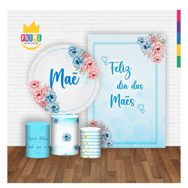Kit Casado Dia das Mães Painel Redondo Trio  Cilindro Retangular Vertical Em Tecido DM-04 - Image 3