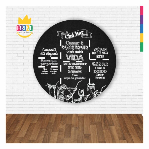Painel Redondo 3D Cha Bar Abre Fácil Tecido 1,50m X 1,50m - Image 3