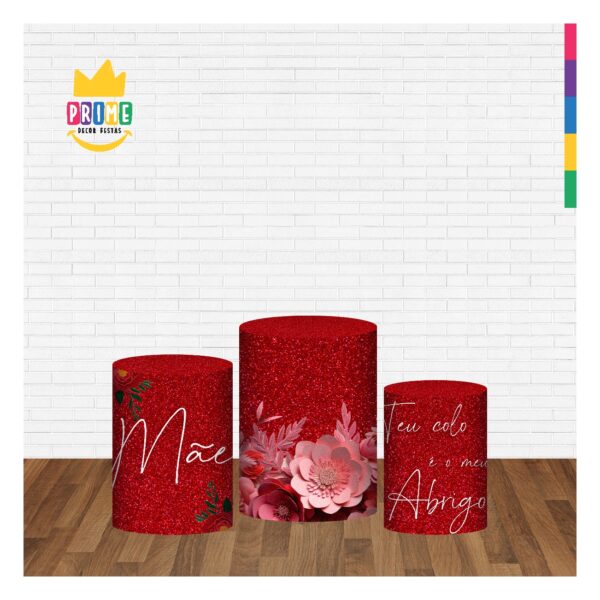 Trio Capa Cilindro Dia das Mães 3D Em Tecido Com Elástico DM-05 - Image 3