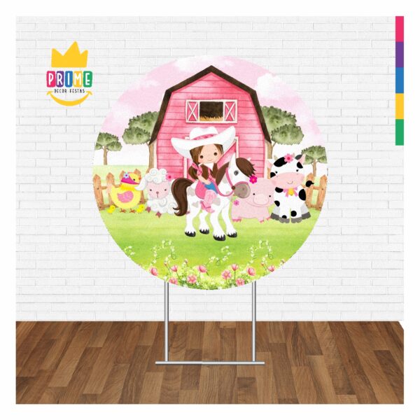 Painel Redondo 3D Fazendinha Girl Sublimado 1,50m x 1,50m - Image 3