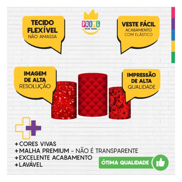 Trio Capa Cilindro Dia das Mães 3D Em Tecido Com Elástico DM-01 - Image 4