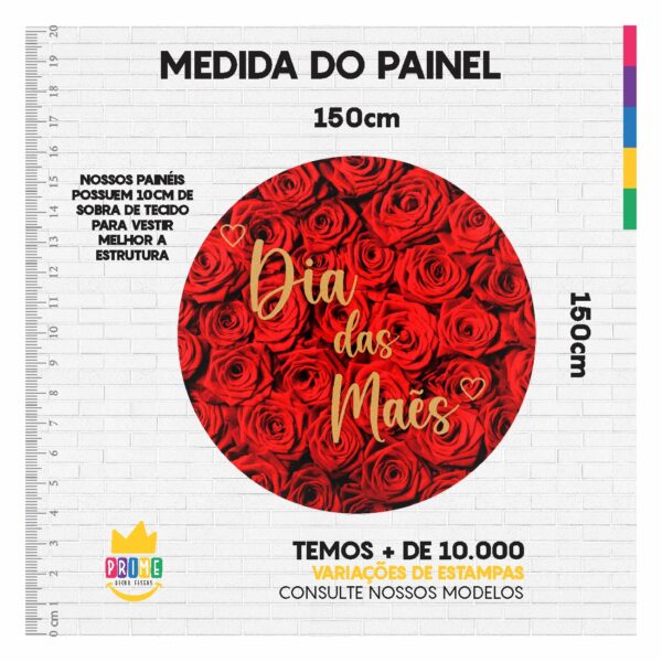 Kit Casado Dia das Mães Painel Redondo Trio  Cilindro Retangular Vertical Em Tecido DM-01 - Image 5