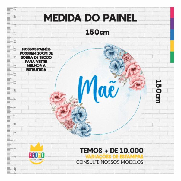 Kit Casado Dia das Mães Painel Redondo Trio  Cilindro Retangular Vertical Em Tecido DM-04 - Image 4