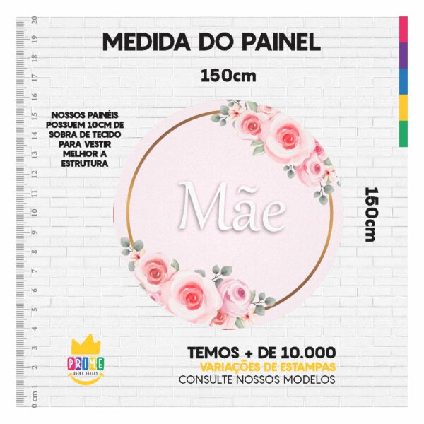 Kit Casado Dia das Mães Painel Redondo Trio  Cilindro Retangular Vertical Em Tecido DM-06 - Image 5