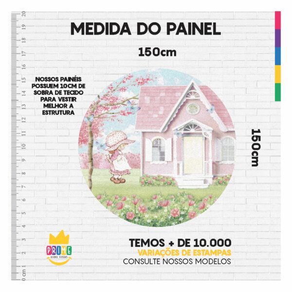 Painel Redondo 3D Camponesa Tecido Sublimado 1,50m x 1,50m - Image 4