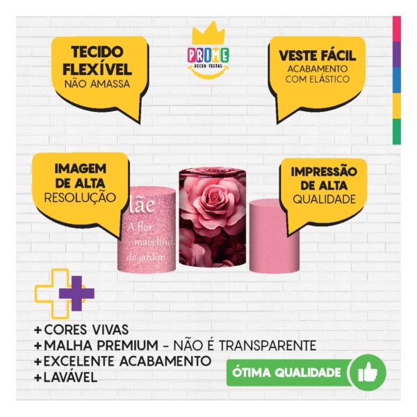 Trio Capa Cilindro Dia das Mães 3D Em Tecido Com Elástico DM-03 - Image 4