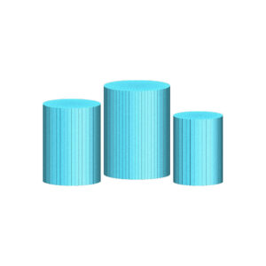 Trio Capa Cilindro Ripado Azul Pastel 3D Em Tecido Com Elástico 21