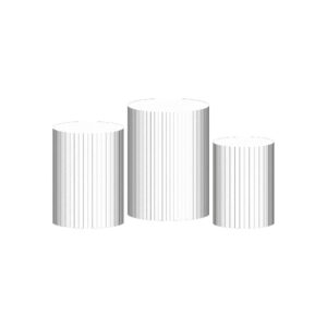 Trio Capa Cilindro Ripado Branco 3D Em Tecido Com Elástico 16