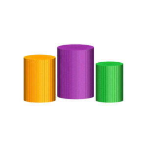 Trio Capa Cilindro Ripado Amarelo-Roxo-Verde 3D Em Tecido Com Elástico 7