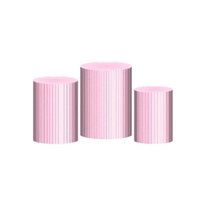 Trio Capa Cilindro Ripado Rosa Claro 3D Em Tecido Com Elástico 24