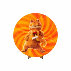 Painel Redondo Garfield Tecido 50cm X 50cm Com Suporte MDF 04