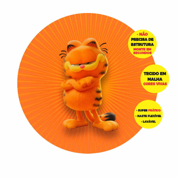 Painel Redondo Garfield Abre Fácil Tecido 1,50m X 1,50m GF01