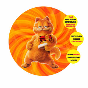 Painel Redondo Garfield Abre Fácil Tecido 1,50m X 1,50m GF04