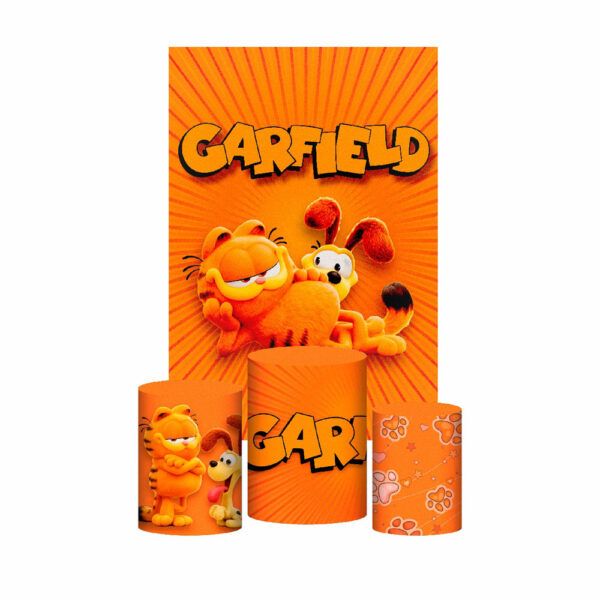 Kit Casado Garfield Trio Capa Cilindro Retangular Tecido GF01