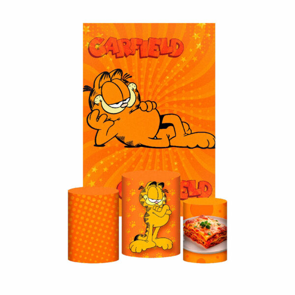Kit Casado Garfield Trio Capa Cilindro Retangular Tecido GF02