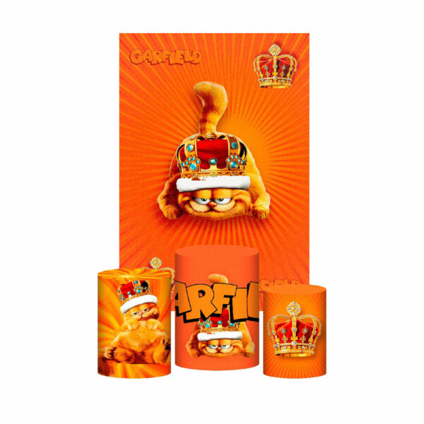 Kit Casado Garfield Trio Capa Cilindro Retangular Tecido GF04