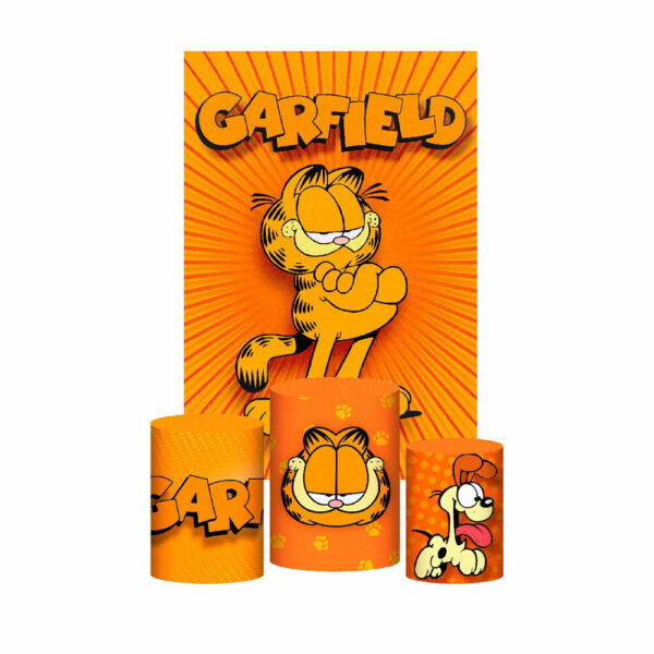 Kit Casado Garfield Trio Capa Cilindro Retangular Tecido GF03