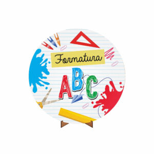 Painel Redondo 3D Abc Tecido 50cm X 50cm Com Suporte MDF
